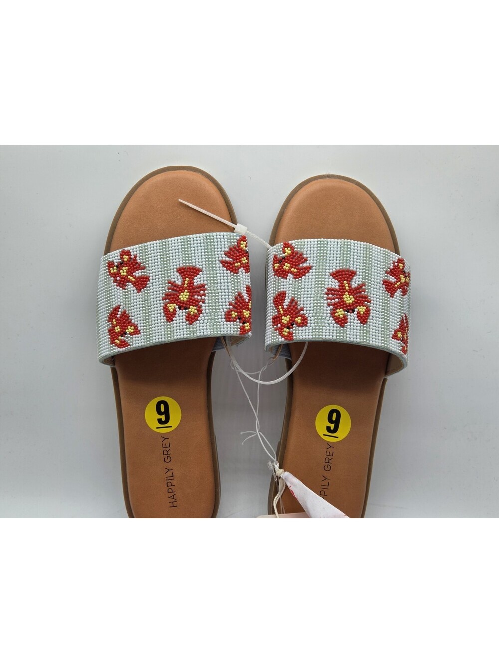 Happily Grey Lobster Beaded Slide Sandals w/ Matching Scarf Size 9 NWT